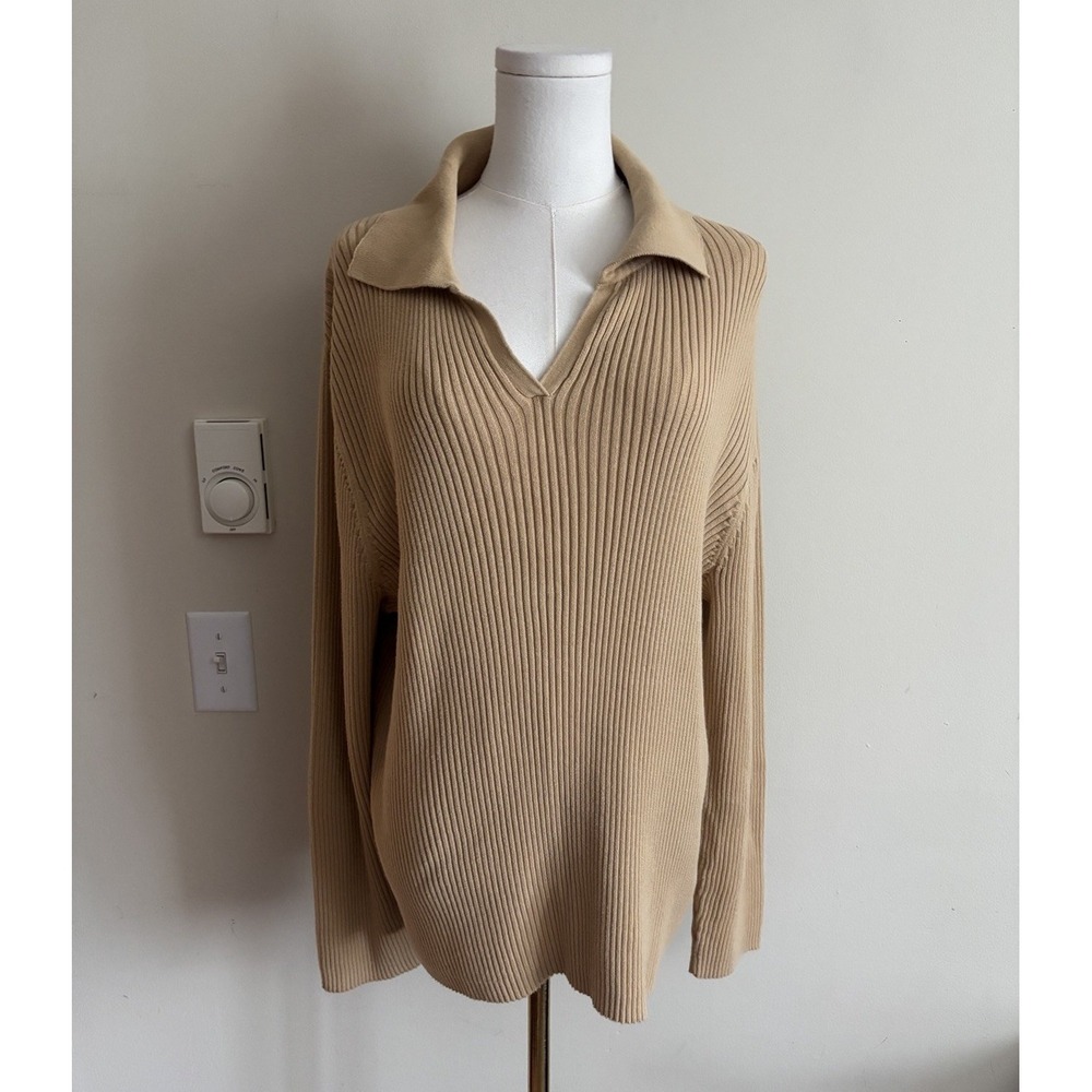 Fashion Bug Womens Plus Size Sweater 22W Preppy Old Money Rib Knit Collared Vtg